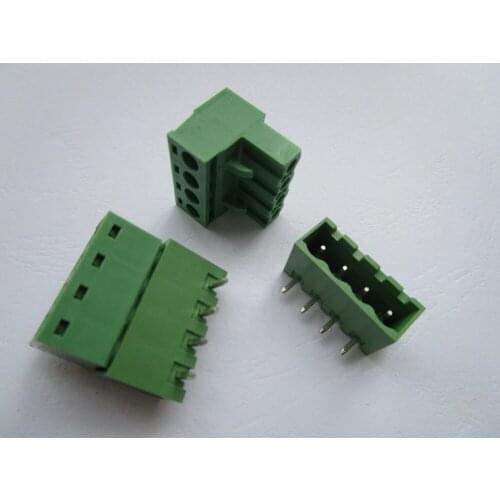 200 Pcs Close Angle 4 pin/way Pitch 5.08mm Screw Terminal Block Connector Green Color Pluggable Type With Angle pin