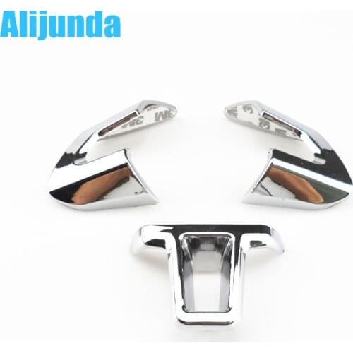 3 pieces for Volkswagen VW Golf 6 MK6 Polo Jetta MK5 2009 2010 2011 Polo Bora Steering Chrome Trim Sequins Cover Sticker
