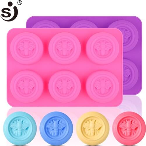SJ Bee 3d silicone mold for soap making diy handmade soap form round childern for candle Tray Mould