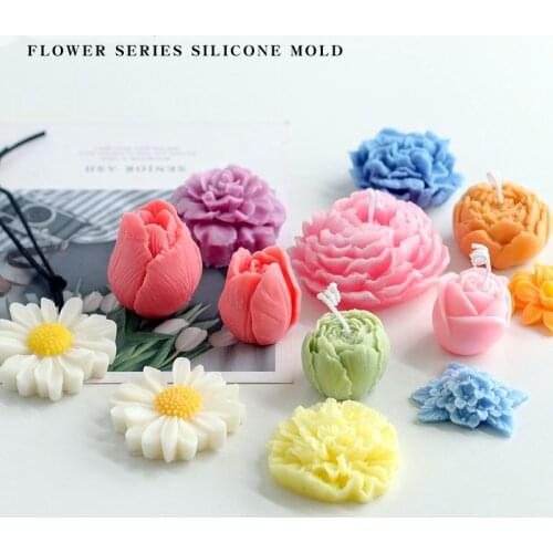3D Tulip Rose Peony Candle Mold Handmade DIY Flower Soap Silicone Mold Chocolate Cake Mold Silicone Mold Soap Forms Soap Making