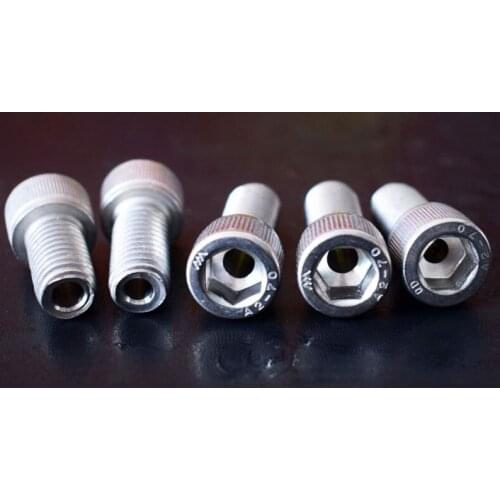 4pcs M10 M12 Stainless Steel hollow screws threading wire bolts hex socket cap head screw through hole bolt 10mm-40mm lengt