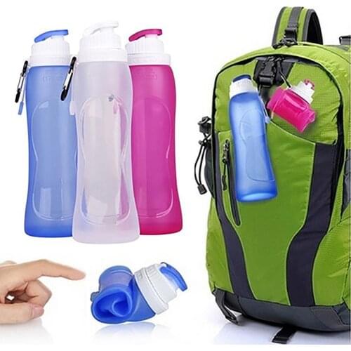 500ML Foldable Leak Proof Silicone Water Bottle Kettle Sports Outdoor Travel Running Hiking Creative Collapsible Drinking Bottle