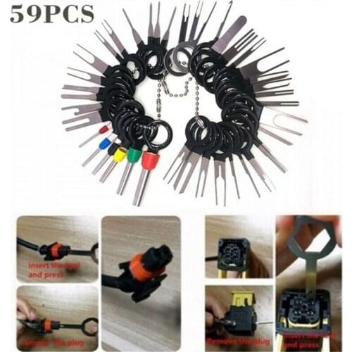 59Pcs Car Terminal Removal Tool Kit Car Wire Plug Connector Extractor Puller Release Pin Needle Extractor Kit Repair Tools