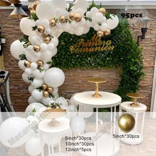95Pcs White Balloons Garland Latex Chrome Gold Balloon Arch Happy Birthday Decorations Halloween Decorations Party Supplies Kit