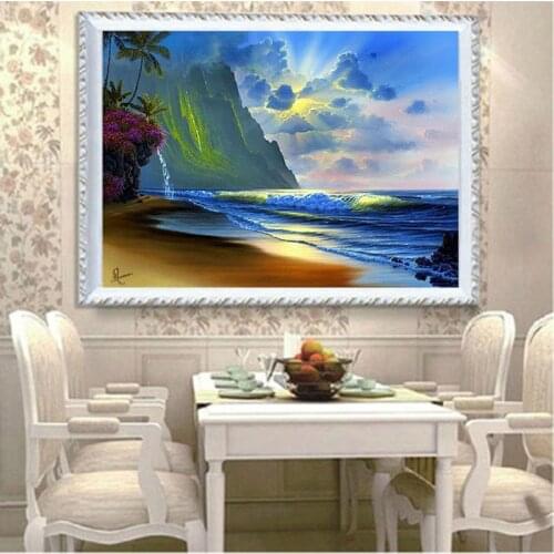 Diamond Embroidery Diy Diamond Painting Cross Stitch Kits Diamond Mosaic Seaside palm Full Square Diamond Embroidery CS001