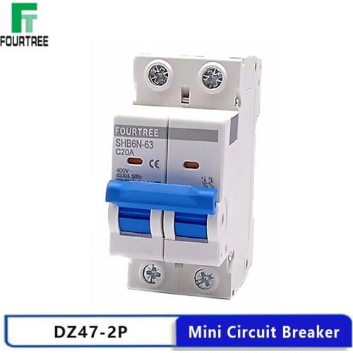2P 230V~ CType Mini Circuit Breaker Miniature Household Air Switch MCB Mounting 36mm Din Rail Laser Printing Capacity 4.5KA