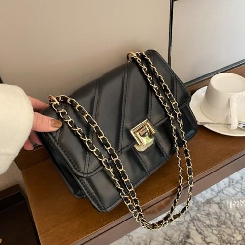 Black MiNi Vintage Bag Shoulder Bag Women Fashion Chain Small Square Crossbody Bag PU Leather Buckle Flap Messenger Hand Bags