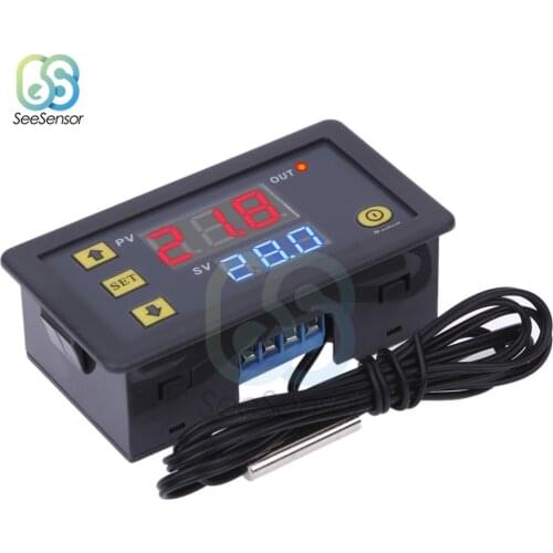 W3230 12V 24V AC110-220V 20A Digital Temperature Controller LED Display Thermostat Heat/Cooling Control Instrument Probe Line