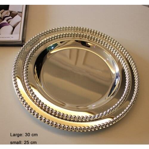 Diameter 30cm/25cm silver round metal cake stand cake decorating tool cake pan dessert plate for wedding decoration plates