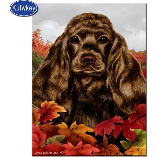 DIY full square diamond embroidery Cavalier king charles dog Leaves diy 5d diamond painting cross stitch mosaic diamond animal