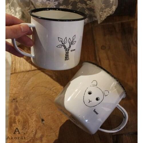 Enamel Japanese Single Bear Water Cup Cup Mug Office Tea Cup Coffee Cup Milk Cup
