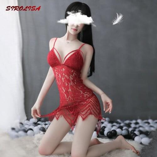 Erotic Lingerie Sexy Lingerie Nightwear Robe Lace Nightgown Hot Transparent Sleepwear Bohemian Hollow Eyelash Nightdress