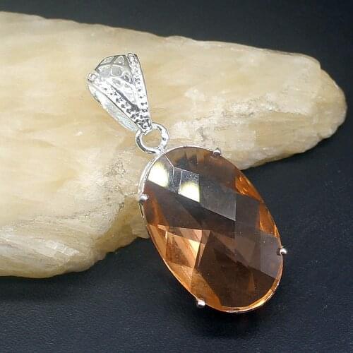 Gemstonefactory Jewelry Big Promotion 925 Silver Gentle Honey Topaz Oval New Women Ladies Mom Gifts Necklace Pendant 20213896