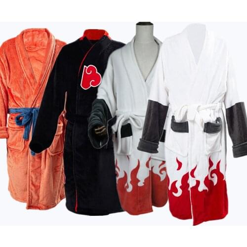 Anime Son Goku Bathrobe Sleepwear Pattern Plush Robe Akatsuki Hokage Pajamas Unisex Bathrobe Plush Sleepwear Pattern Pajamas