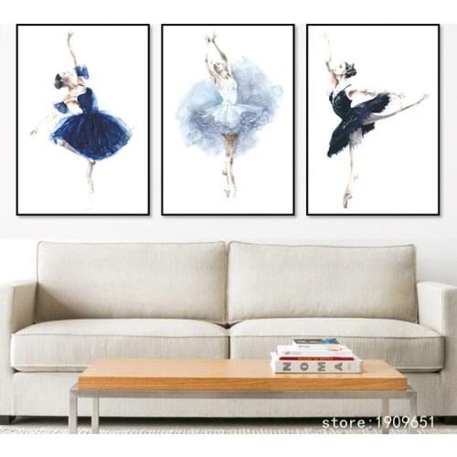 Cotton no frame nordic minimalist ballet dancer canvas printings oil painting printed on cotton wall art decoration pictures