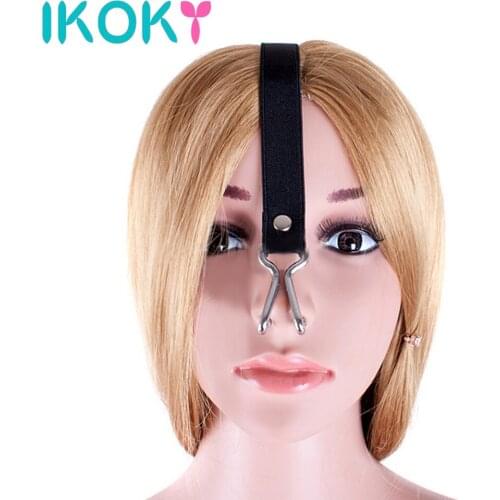 IKOKY Unisex Stainless Steel Nose Hook Force Rise Adjustable Elastic Strap SM Bondage Role Playing Sex Toy for Couples