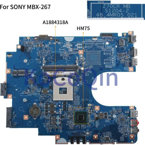 KoCoQin Laptop motherboard For SONY VAIO SVE171 SVE1711F1EW MBX-267 Mainboard A1884318A Z70CR MB S1204-2 48.4MR05.021 HM75