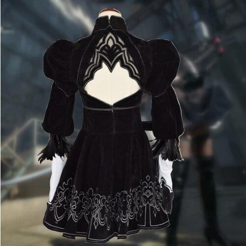Nier Automata Yorha 2B Cosplay Suit Anime Women Outfit Disguise Costume Set Fancy Halloween Girls Party Black Dress