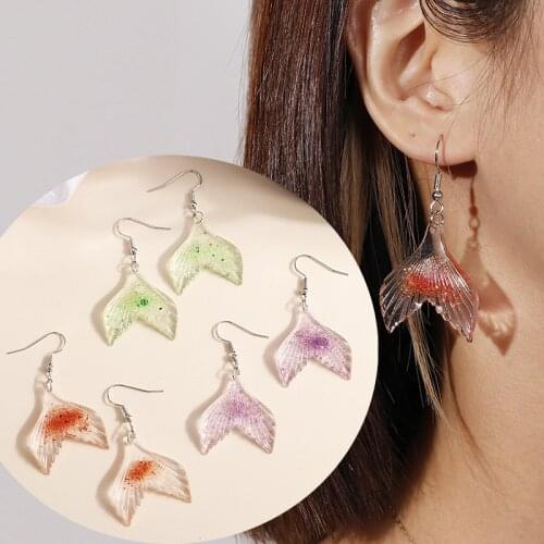 Summer Beach Creative Fish Tail Dangle Earrings Cute Handmade Drop Earrings Womens Girls Jewelry