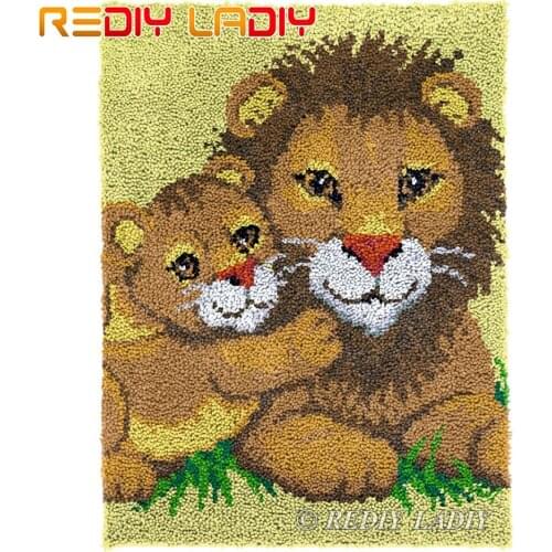 Latch Hook Rug Father and Son Chunky Yarn Tapestry Kits Crocheting Cushion Mat DIY Carpet Rug Needlepoint Hobby & Crafts 61*81cm