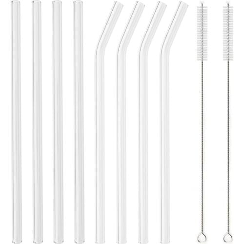 Reusable Eco Friendly Glass Straw High Borosilicate Drinking Straw Set for Smoothies Cocktails Bar Accessories Straw with Brush