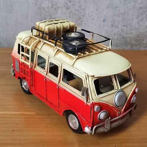 Model Tour Bus Modelcar Vintage Ironwork Tin Retro Crafts Handmade Handicraft Decorations Modelbus Gifts