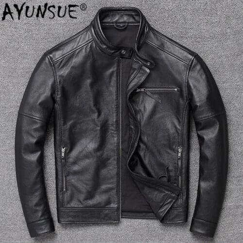 AYUNSUE Mens Leather Jacket 2020 Spring Coat Mens Clothing Genuine Leather Jacket 100% Real Cow Leather Smart Casual LIU1970