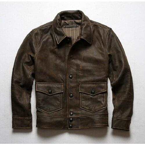 Western Vintage Top Coat Mens Lapel And Horn Button Fashionable Urban Motorcycle Jacket