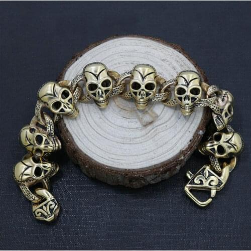 Titanium steel skull rough bracelet Punk vintage dragon ribbon badminton mens skull bracelet
