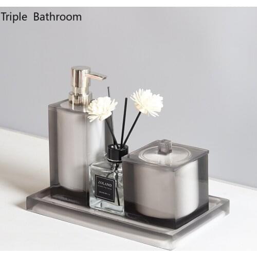 Bathroom Accessories Set High-end Resin Liquid Soap Dispenser Cotton Swab Box Trays Travel Portable Hotel Washing Tools
