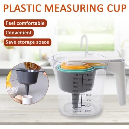 Measuring Spoons Set Tip Mouth Measuring Jug Cup Graduated Surface With Funnel Liquid Measuring Tools Kitchen Bakery Gadget