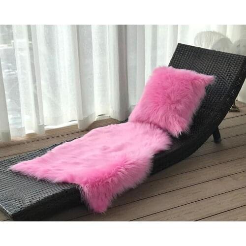 Faux Fur Pillow Case Artifical Wool Warm Pillow Cover Floor Chair Mat Set Bedroom Living Home Room Seat Pillow Case Carpet Set