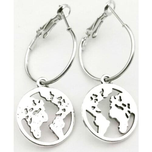 New Earth Cute Mini Earrings Fashion Punk Style Tremella Planet Pendant Small Hoop Earrings Earrings for Women Jewelry