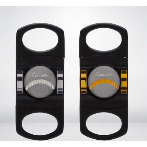 LUBINSKI Metal Portable Scissors Big Ring Gauge Cigar Cigarette Cutter Stainless Steel Dual Sharp Tobacco Cutting For Cohiba