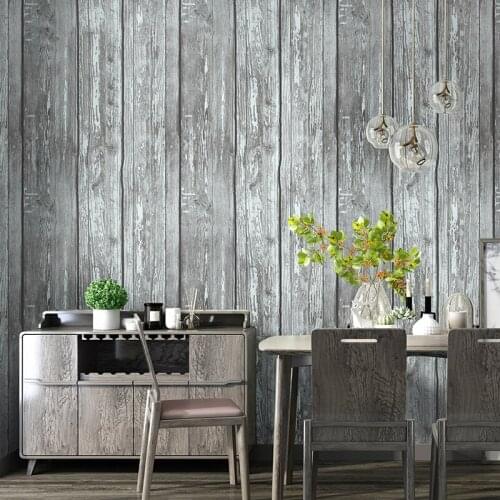 Retro Nostalgic 3D Gray Imitation Wood Grain Wallpaper Living Room Restaurant Clothing Store Waterproof Vinyl Wall Paper Rolls
