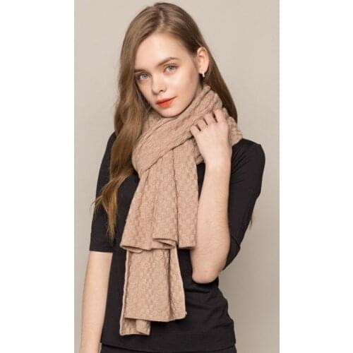 Natural Wool Silk Scarf Knit Cashmere Red Shawl Winter Pashmina Warm comfortable Women Wrap Blanket Ladies Fashion