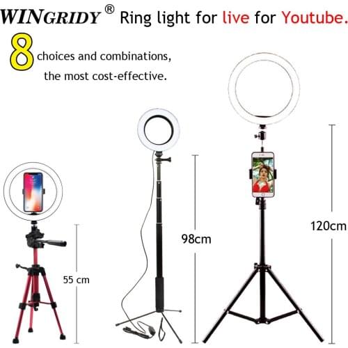 LED Ring Light 16cm 26cm 5600K 64 LEDs Selfie Ring Lamp Photographic Lighting With Tripod Phone Holder USB Plug Photo Studio