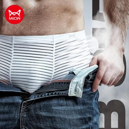 MiiOW Mens Panties New Fashion Sexy Trend Loose Ice Cream Flat Pants Antibacterial Breathable Adult 3 Pieces