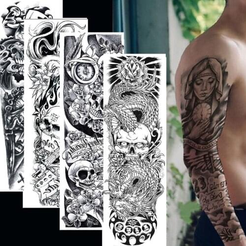 High Quality Temporary Tattoo Waterproof Large Arm Body Art Tattoos Sticker Sleeve