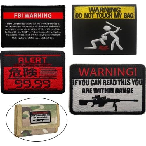 1 Pc Embroidery Hazard Warning Sign Patch Don't Touch My Bag Badge Outdoor Sports Patch Clothing Accessories Backpack Hat Patch