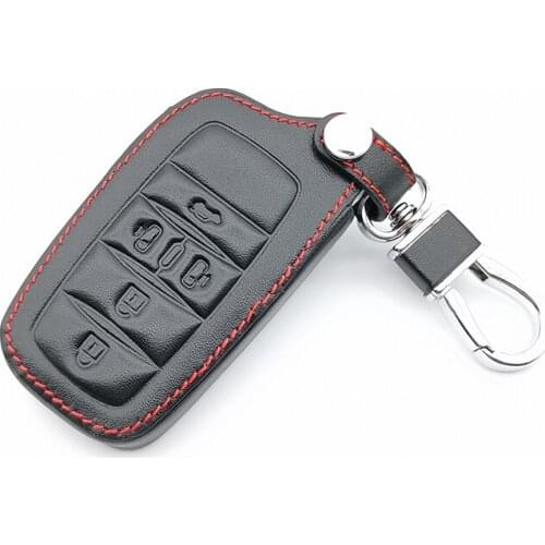 100% leather key fob shield for Toyota fortuner prado camry rav4 highlander crown case 5 buttons keyless smart case