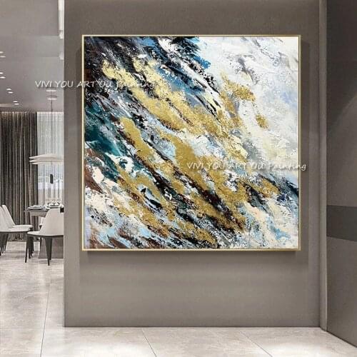 100% Hand painted canvas oil paintings Abstract Modern Gold Foil Home Decoration Wall Art Picture for living room as a gift