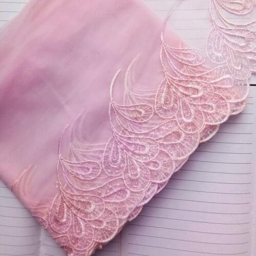 16Yards Handmade Pink Thread Embroidery Lace Trim Tulle Wedding Hair Bow Bra Underwear Clothes DIY Craft Laces Fabric Sewing