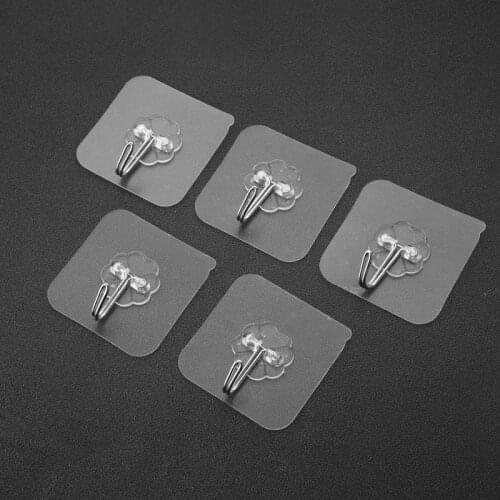 20pcs Transparent Strong Self Adhesive Door Wall Hangers Towel Mop Handbag Holder Hooks Hanging Kitchen Bathroom Accessori
