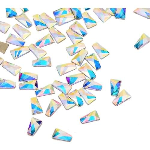 30pcs Trapezoid Shape 2*3*6mm Crystal AB Flat Back Fancy Nail Art Crystal Rhinestones For Wedding Personality Design Beads