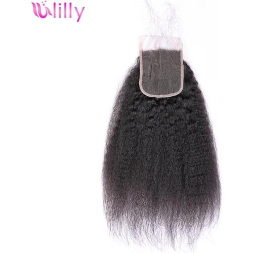 5x5 Lace Closure Only Pre Plucked Dyed And Permed Kinky Straight 100% Brazilian Remy Human Hair 20 22 Inch HD Swiss Lace Closure