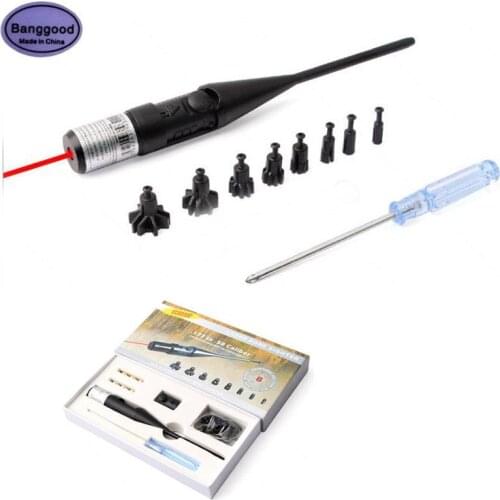 8308 Adjustable Red Dot Laser Boresighter Bore Sighter Collimator Laser Sight For Hunting .177 to .50 Caliber Rifies with Box
