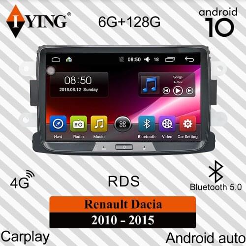 IYING Android Auto Car Radio For Renault Dacia 2010-2015 Car Radio Multimedia Video Player Navigation GPS DSP Android 10 QLED