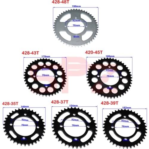 428 Chains 35T/37T/39T/41T/43T/45T/48T Motorcycle Chain Sprockets Rear Back Sprocket Cog For 110cc 125cc 140cc Dirt Pit Bike