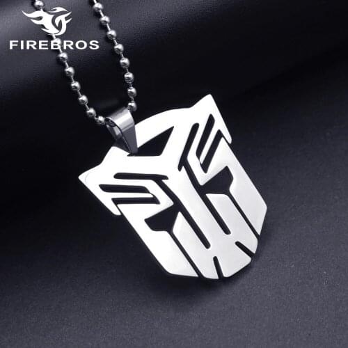 FIREBROS 20/24" Bead Chain Silver Color High Polish 316L Stainless Steel Movie Anime Pendant Necklace Men Jewelry Kids Boy Gift